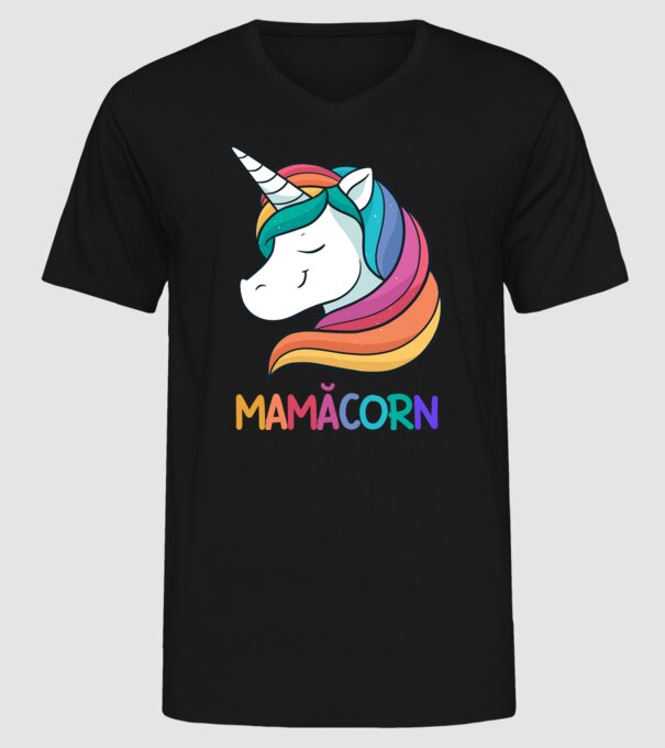 mamăcorn model negru pe tricou