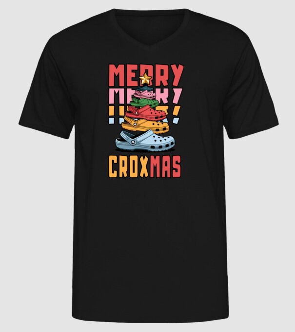 Merry Croxmas model negru pe tricou