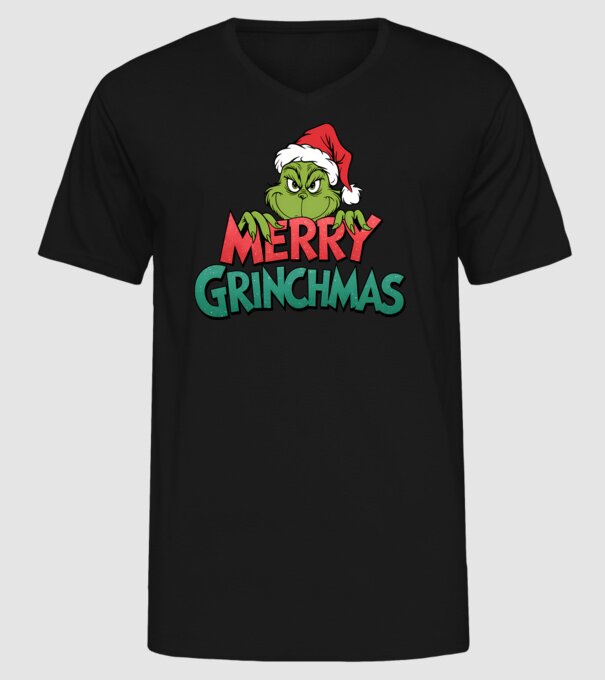 Merry Grinchmas model negru pe tricou