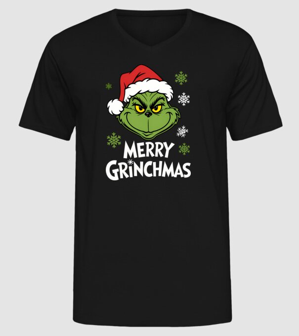 Merry Grinchmas Negru model negru pe tricou