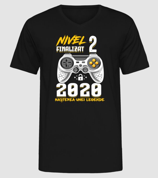 Nivel 2 finalizat. 2020 nașterea unei legende model negru pe tricou
