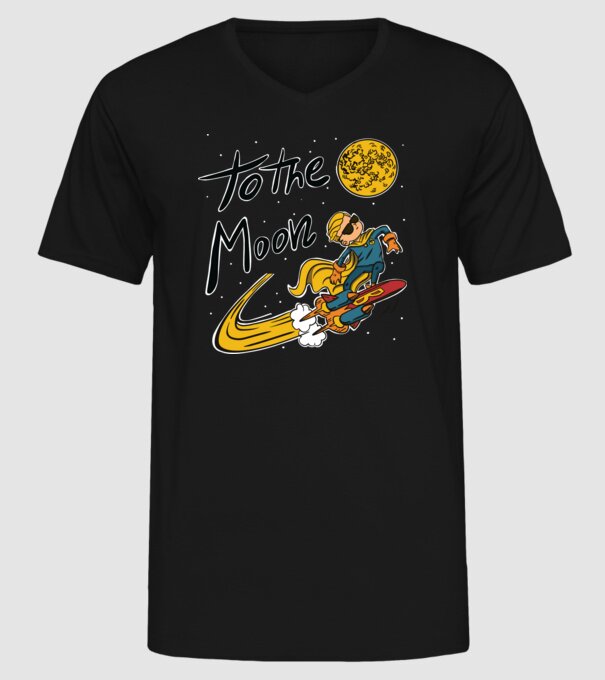 To the Moon Bitcoin model negru pe tricou