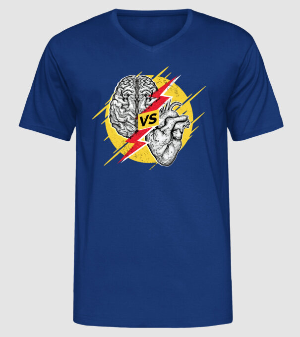Creier vs. Inimă - Rațiune contra inimă model albastru regal pe tricou