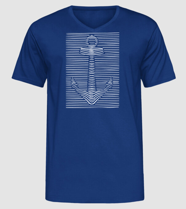 Linii Ancoră model albastru regal pe tricou