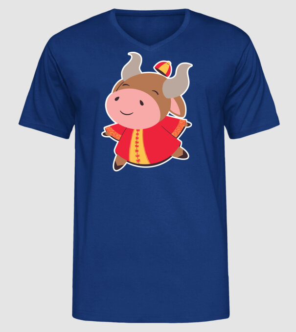 Anul chinezesc - Anul Bivolului model albastru regal pe tricou
