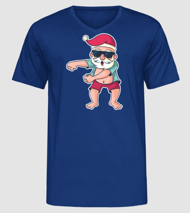Moș Crăciun dans Floss DAB model albastru regal pe tricou
