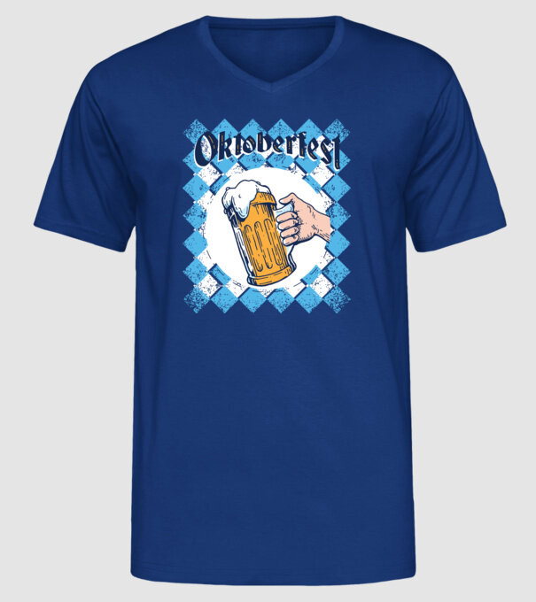Tricou cu bere Oktoberfest model albastru regal pe tricou