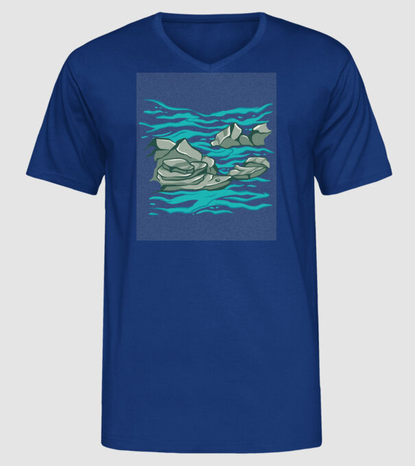 Oceanul cu Stânci model albastru regal pe tricou