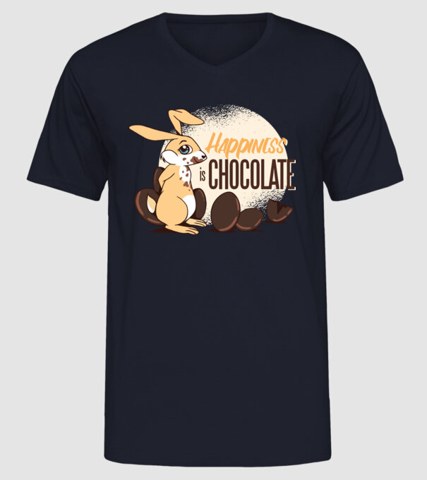 Fericirea este ciocolata model albastru închis pe tricou