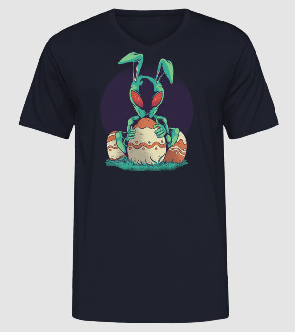 Paște Alien model albastru închis pe tricou