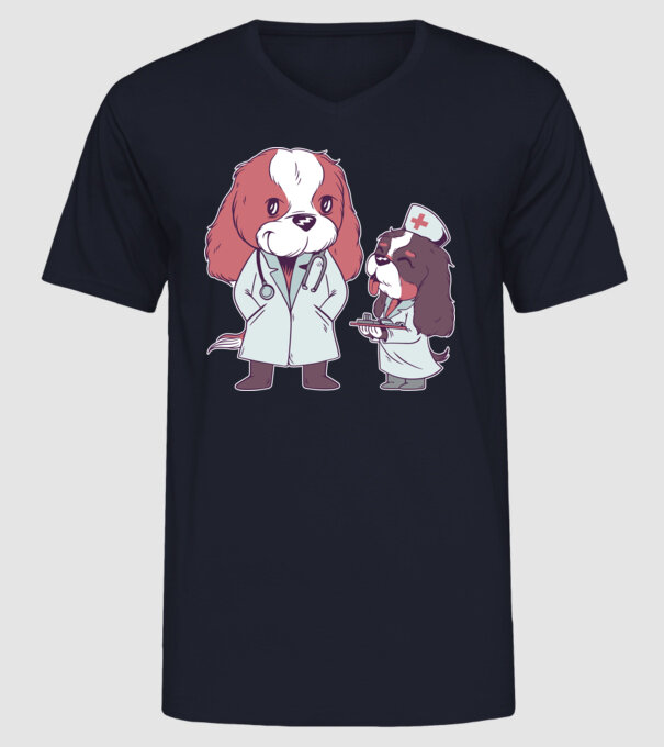 Veterinar câini model albastru închis pe tricou