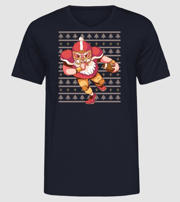 Fotbal american Moș Crăciun Touchdown Touchdown tricou Pulover urât cu model model albastru închis pe tricou