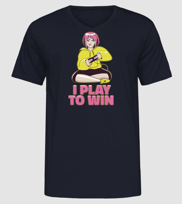 Anime fată Gamer model albastru închis pe tricou