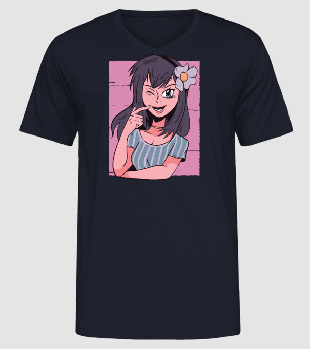 Fată Anime model albastru închis pe tricou