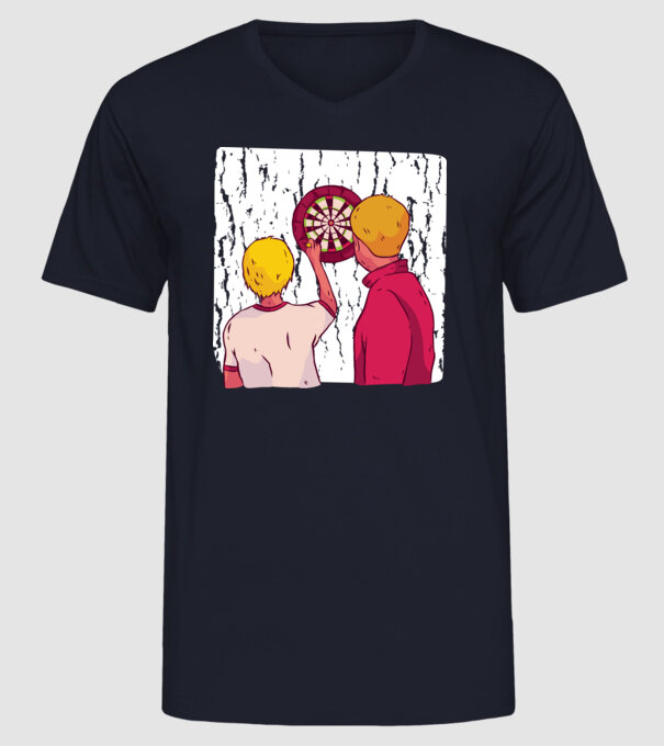 Darts Tată Fiu model albastru închis pe tricou