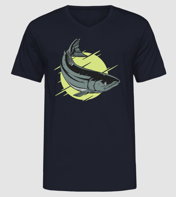 Atlantic Salmon - Somon de Marea Baltică model albastru închis pe tricou