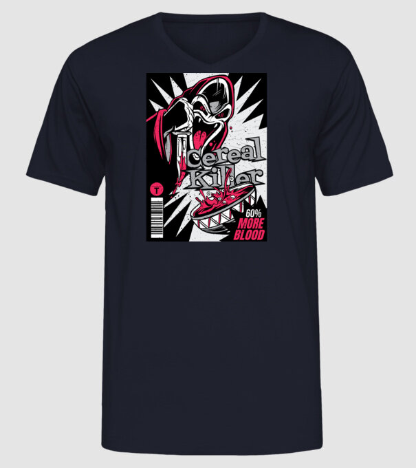 Cereal Killer model albastru închis pe tricou