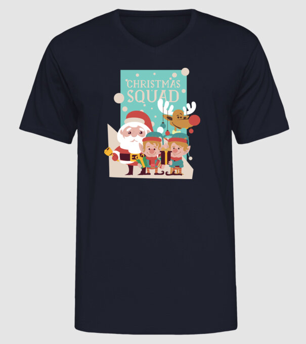 Christmas Squad Echipa de Crăciun model albastru închis pe tricou