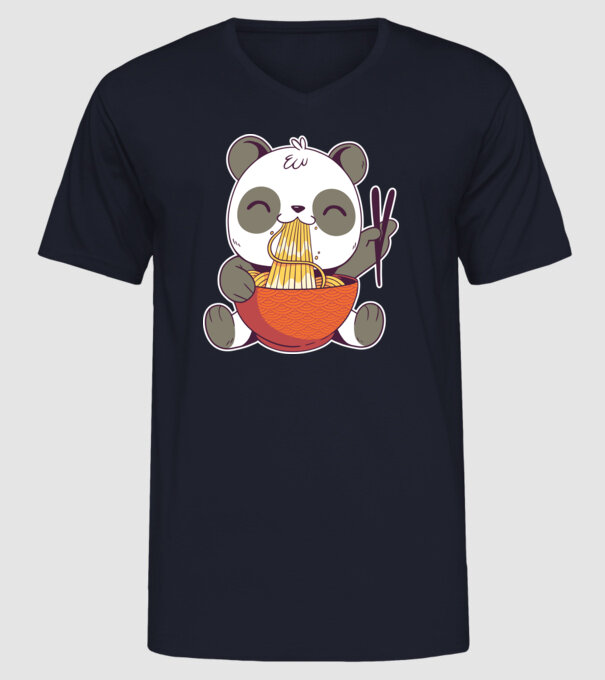 Panda drăguț cu paste model albastru închis pe tricou