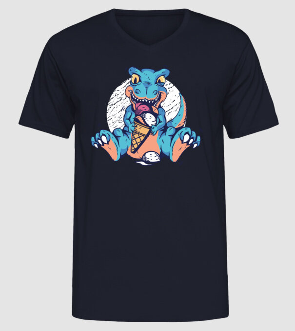 T-rex drăguț cu înghețată model albastru închis pe tricou