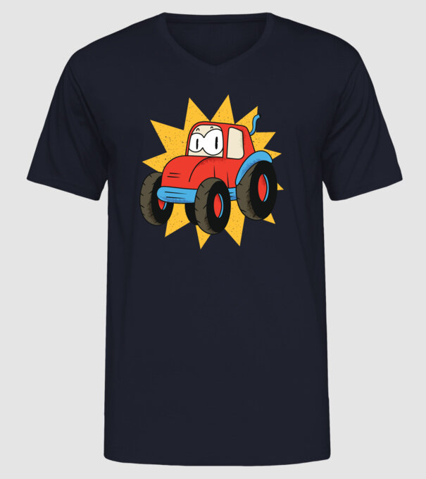Tractor drăguț pentru copii model albastru închis pe tricou