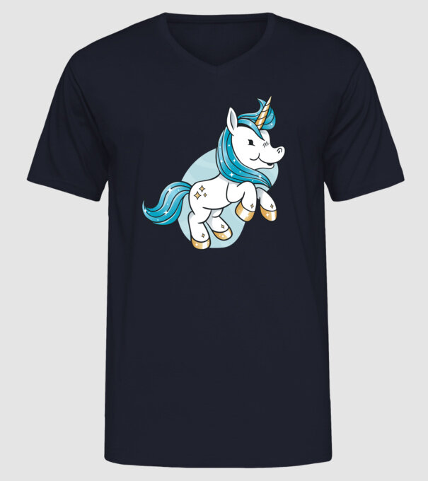 Unicorn drăguț model albastru închis pe tricou