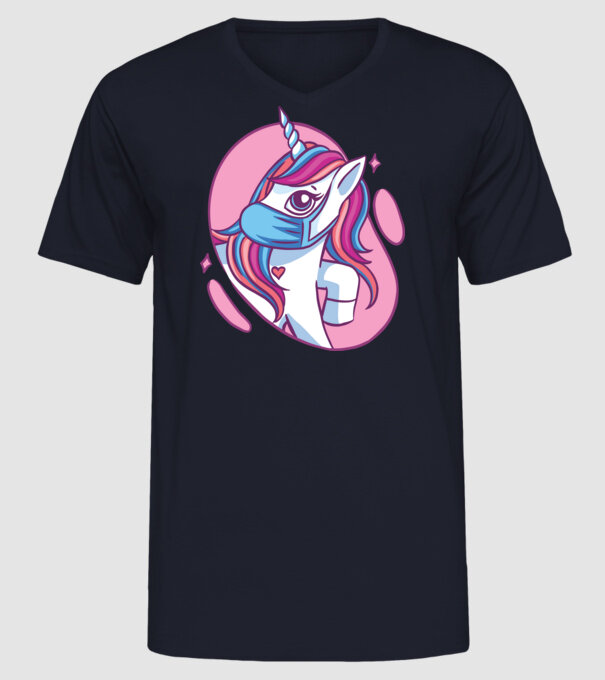 Unicorn drăguț cu mască model albastru închis pe tricou