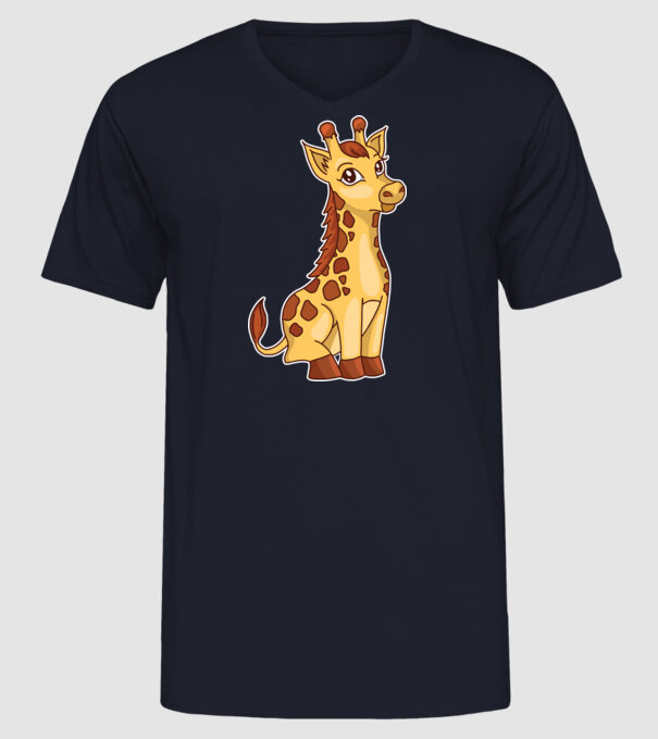 Girafă drăguță model albastru închis pe tricou
