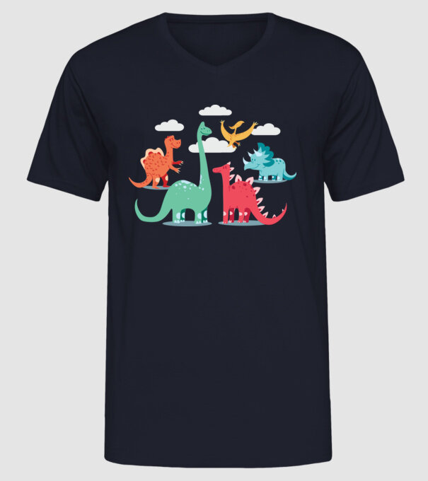 Dinozauri model albastru închis pe tricou