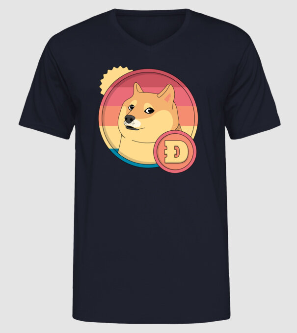 Doge Coin model albastru închis pe tricou