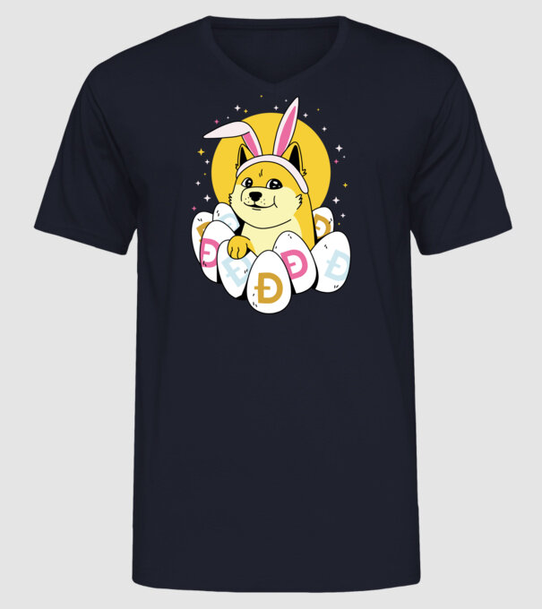 Dogecoin Paște model albastru închis pe tricou