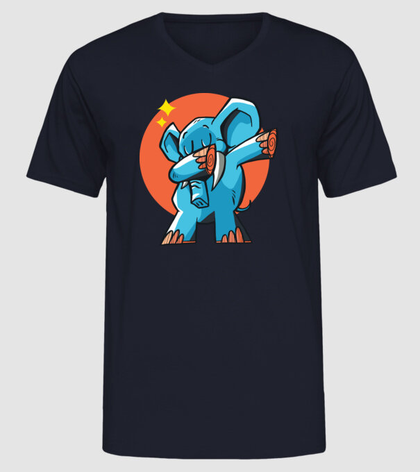 Elefant DAB model albastru închis pe tricou