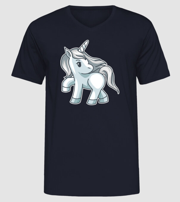 Unicorn de argint model albastru închis pe tricou