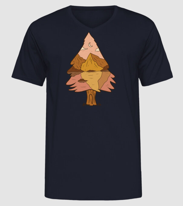 Brad Natură model albastru închis pe tricou