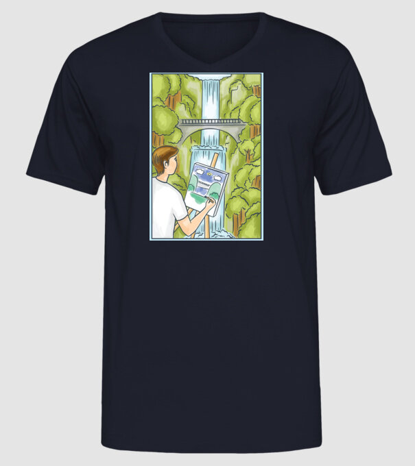 Pictură model albastru închis pe tricou