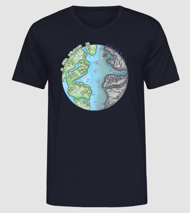 Distrugerea Pământului model albastru închis pe tricou