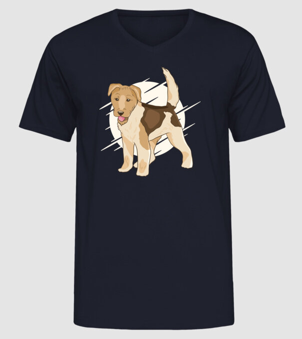 Fox Terrier model albastru închis pe tricou