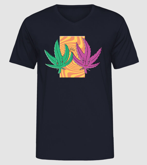 Frunze marijuana salut model albastru închis pe tricou