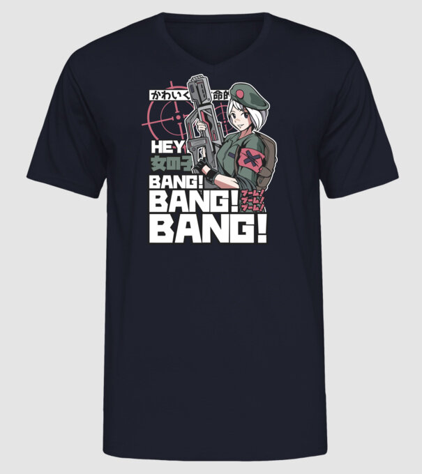 Fată Anime Gerilla model albastru închis pe tricou