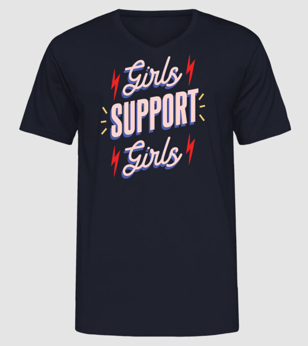 Girls Support Girls Ziua Femeii model albastru închis pe tricou