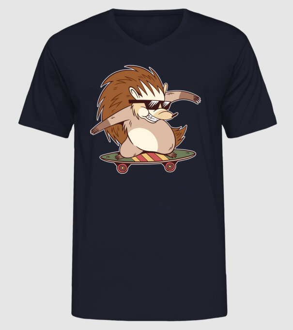 Arici Skateboarder model albastru închis pe tricou