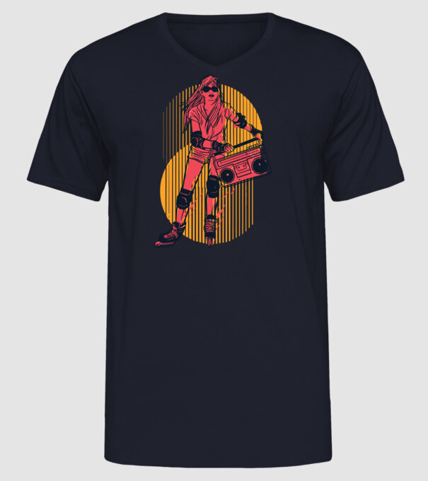 Fată skate model albastru închis pe tricou
