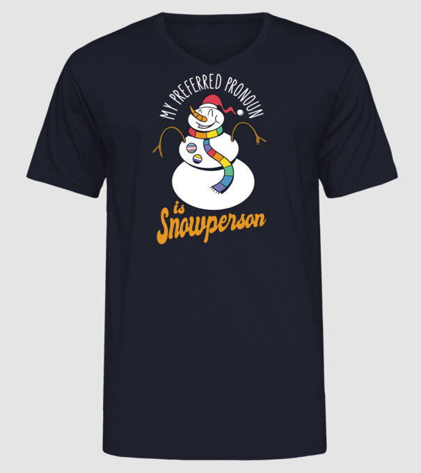 Om de zăpadă model albastru închis pe tricou