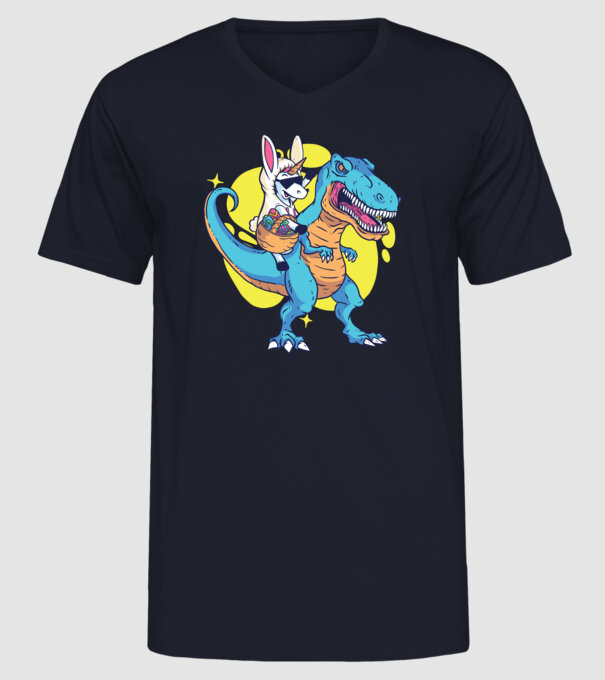 Dinozaur de Paște model albastru închis pe tricou