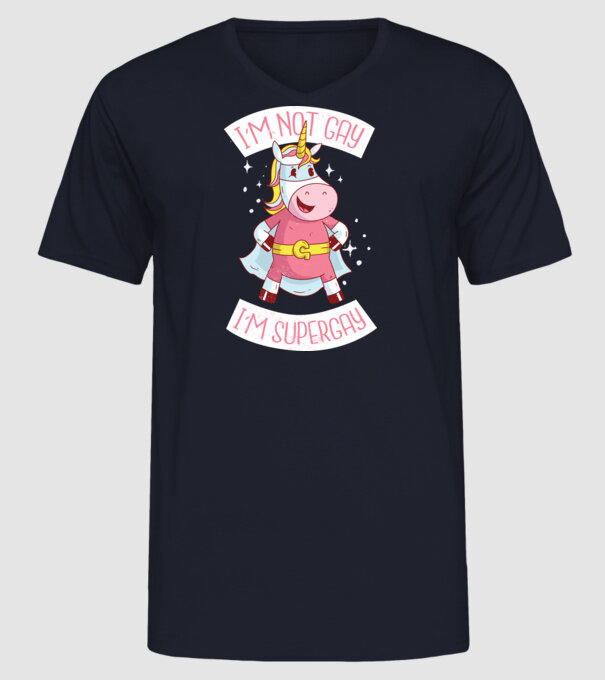 'I''m not gay i''m supergay' model albastru închis pe tricou