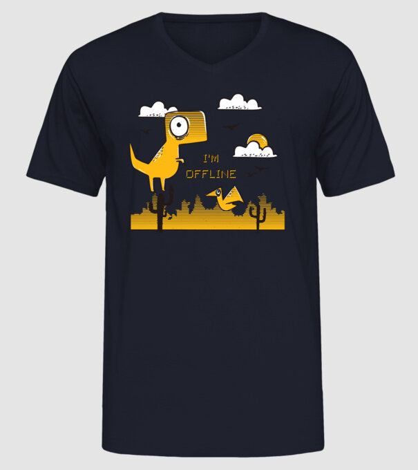 'I''m Offline - tricou amuzant cu dinozaur' model albastru închis pe tricou