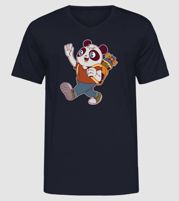 Panda școlar model albastru închis pe tricou