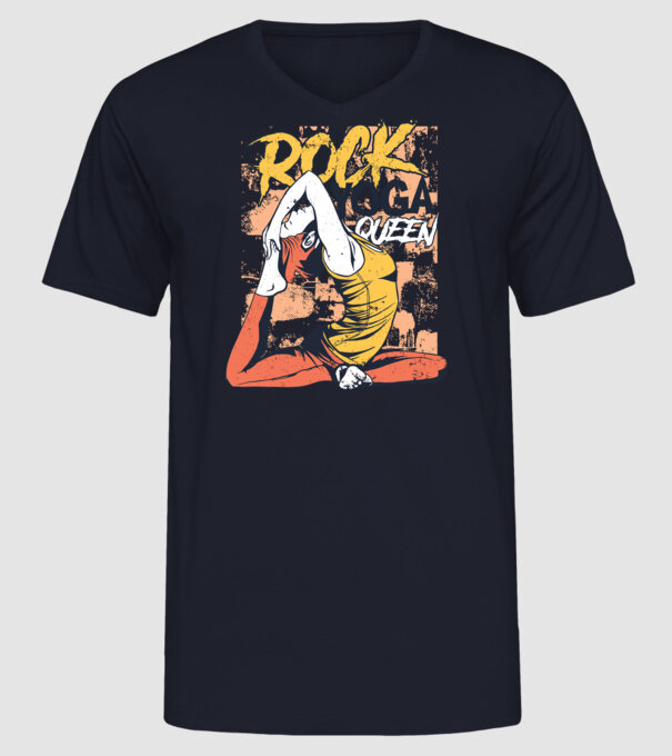 Regina Yoga model albastru închis pe tricou