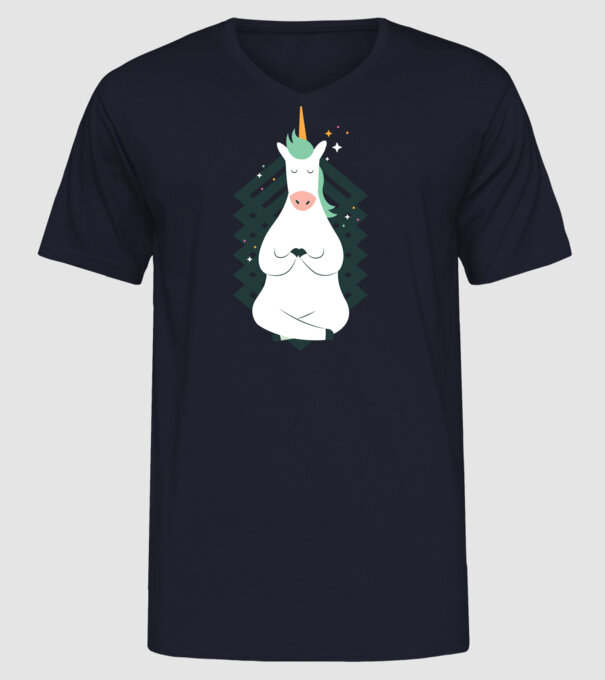 Yoga Unicron model albastru închis pe tricou