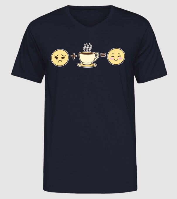 Cafea Fericire model albastru închis pe tricou